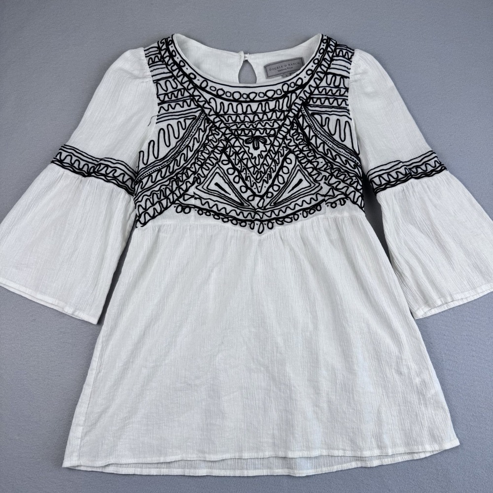 Double D Ranch Embroidered Blouse Top Women S Texas Western Beaded Tunic Boho